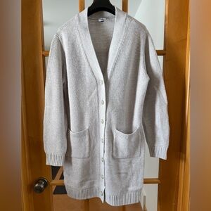 CAbi Light Gray Long Button-Front Cardigan